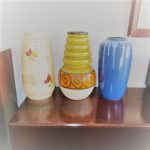 Decoration pieces. West German ceramic vases, Murano crystal bowls and glass bowls. Nordic furniture in Porto. Vintage furniture in Porto. Restoration of furniture in Porto.